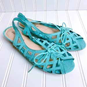 Lace-Up Gladiator Low Wedge Heels